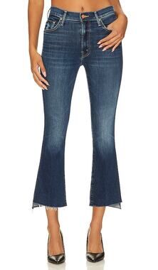 Mother Cropped Blue Insider Step Fray Denim Jeans Size 29
